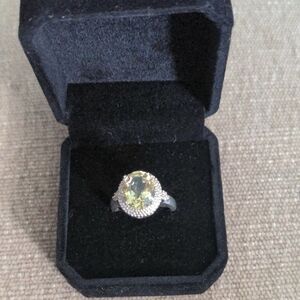 New Sterling Silver Lemon Quartz Gemstone Ring, Yellow, Size 6, QVC, Boxed